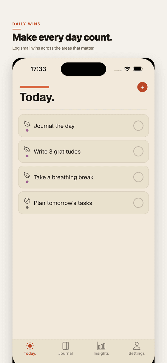 Daily wins screen