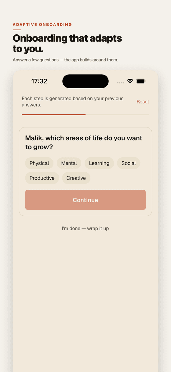Adaptive onboarding screen